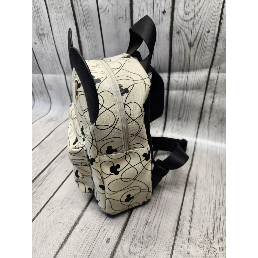 Disney Mickey Mouse Mini Backpack White Black Scribble Line Art 3D Ears Bioworld
